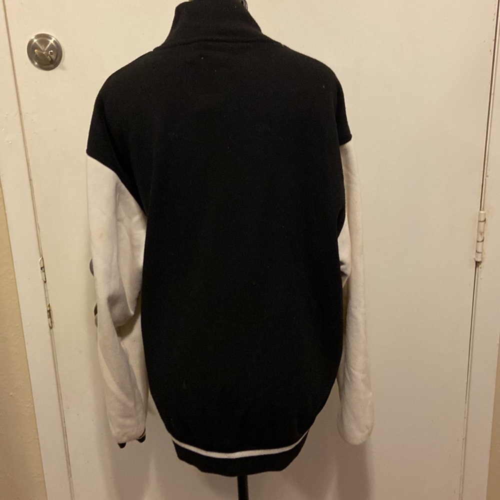Mens Vintage Varsity style Jacket by "Courage" XL Black @ White snaps closure - Picture 3 of 6
